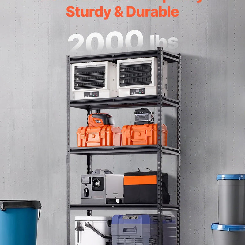 Uzglabāšanas plaukti 5 līmeņu, regulējami, smagas slodzes garāžas plauktu sistēma, 900 kg