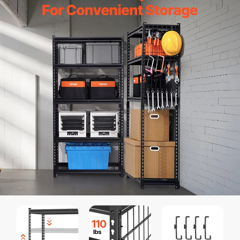 Uzglabāšanas plaukti 5 līmeņu, regulējami, smagas slodzes garāžas plauktu sistēma, 900 kg