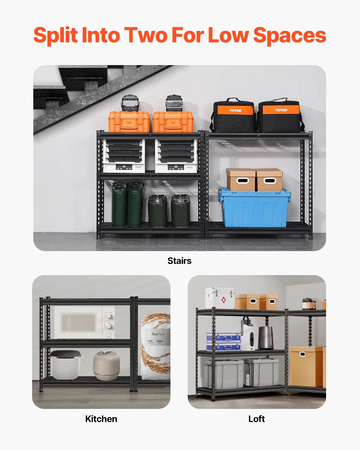 Heavy-duty 5-tier adjustable storage shelving system, 900 kg garage shelves