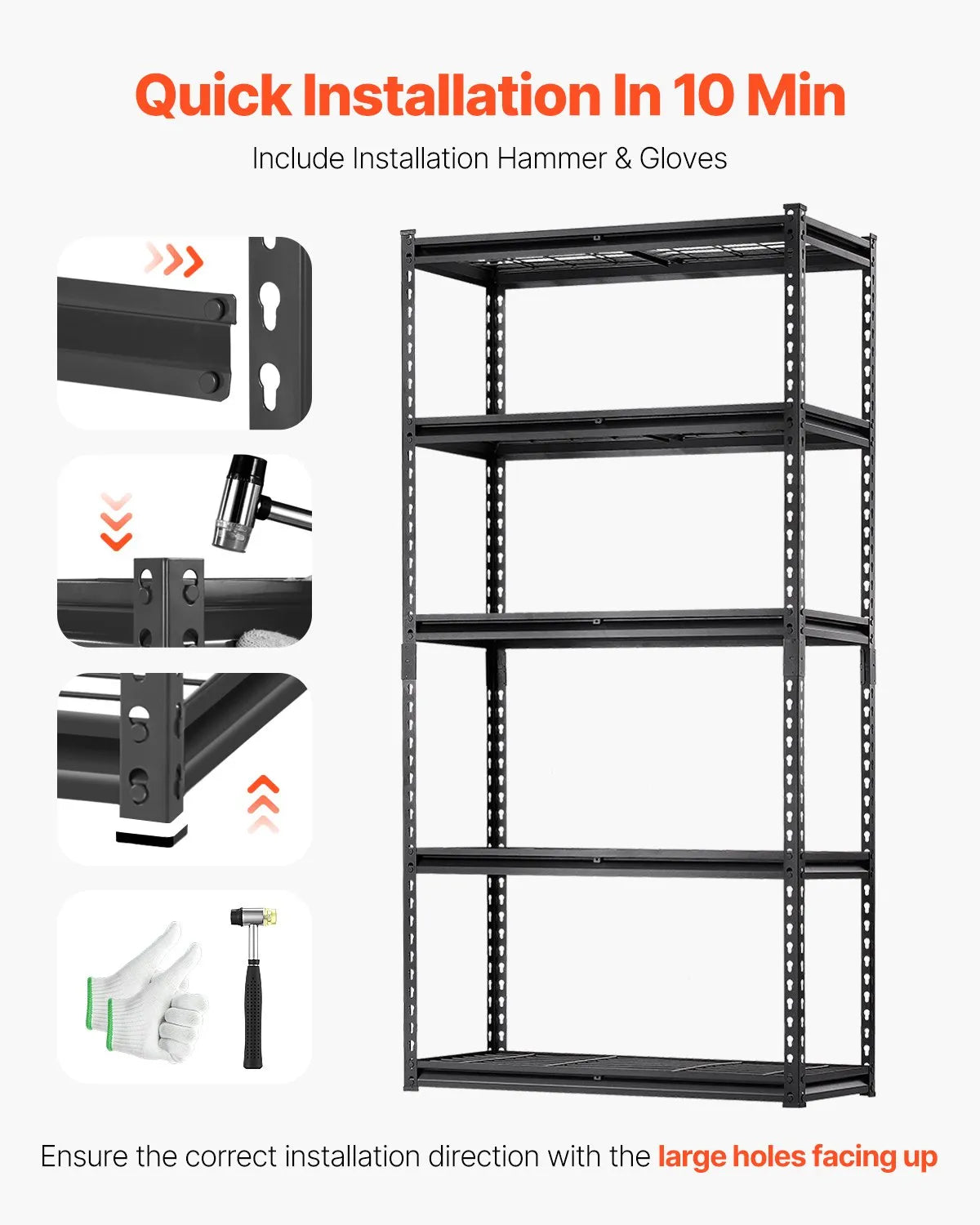Heavy-duty 5-tier adjustable storage shelving system, 900 kg garage shelves