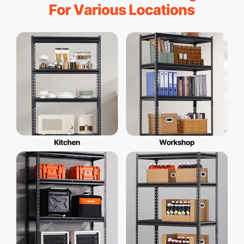 Uzglabāšanas plaukti 5 līmeņu, regulējami, smagas slodzes garāžas plauktu sistēma, 900 kg