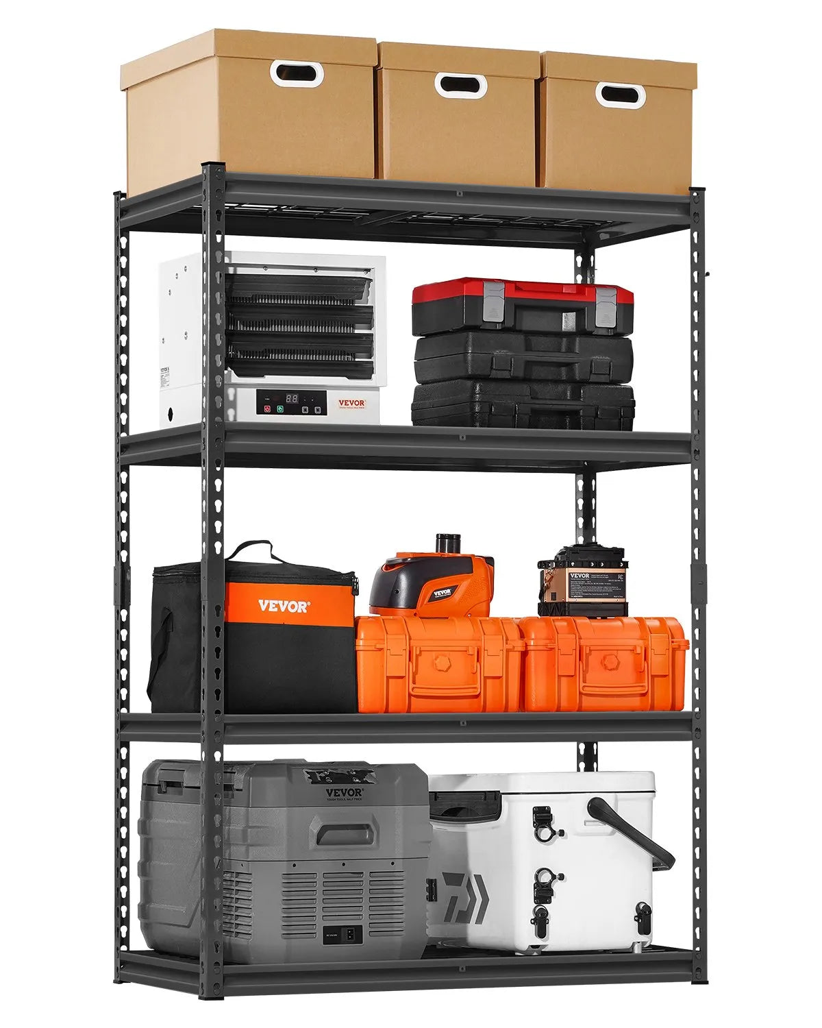 Storage shelf, 4-tier, 508 × 1016 × 1524 mm, metal