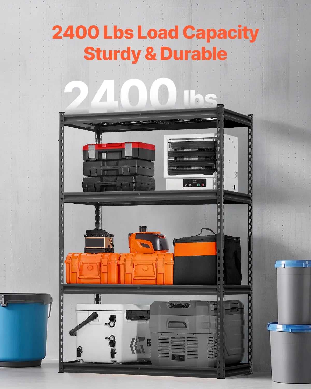 Storage shelf, 4-tier, 508 × 1016 × 1524 mm, metal