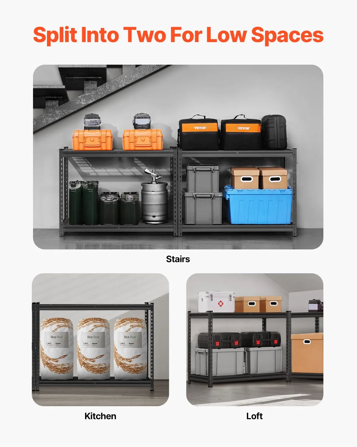 Storage shelf, 4-tier, 508 × 1016 × 1524 mm, metal