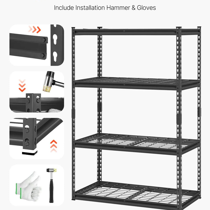 Uzglabāšanas plaukts, 4 līmeņu, 508 × 1016 × 1524 mm, metāla