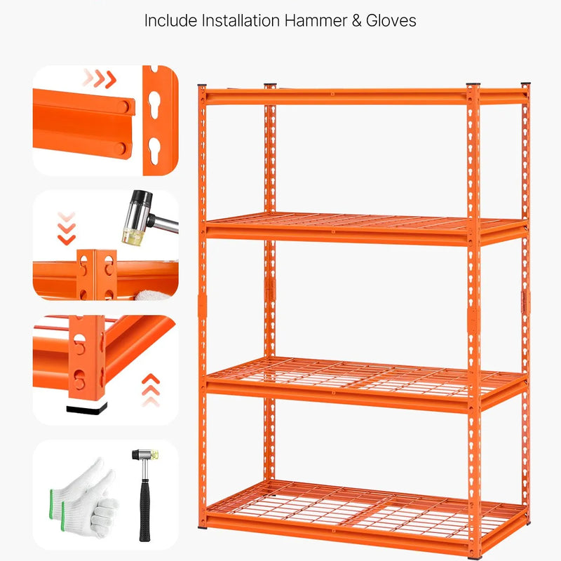Uzglabāšanas plaukts, 4 līmeņu, 50,8 × 101,6× 152,4 cm, metāla