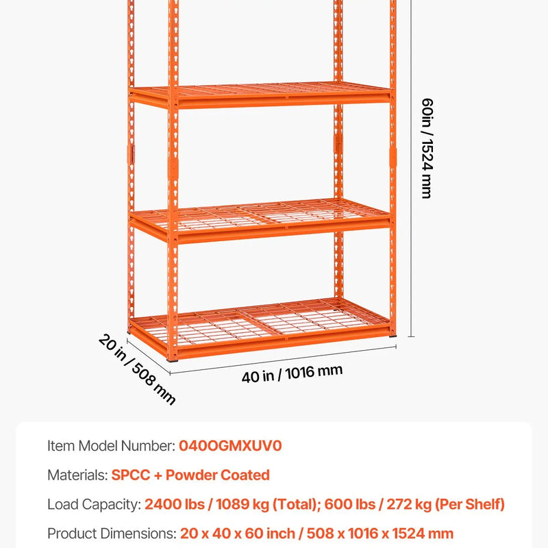Uzglabāšanas plaukts, 4 līmeņu, 50,8 × 101,6× 152,4 cm, metāla