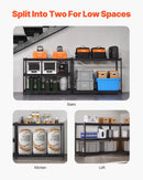 Uzglabāšanas plauktu sistēma, 5 līmeņi, regulējama augstuma, smagas slodzes konstrukcija, kopējā celtspēja 1360 kg, piemērota garāžām, noliktavām un darbnīcām