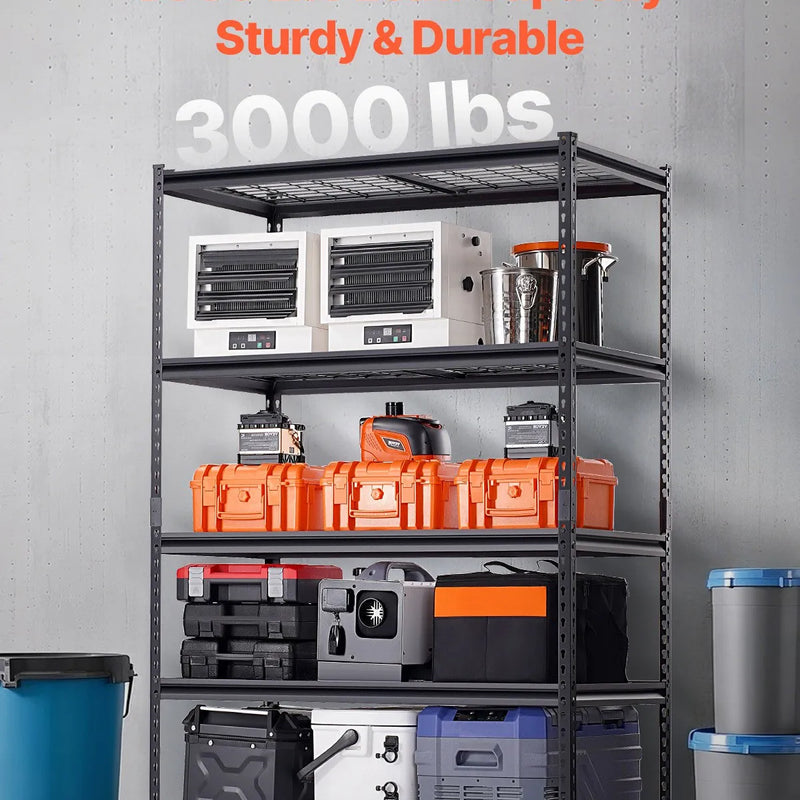 Uzglabāšanas plaukts, 5 līmeņu regulējama smagas slodzes plauktu sistēma, 1360 kg