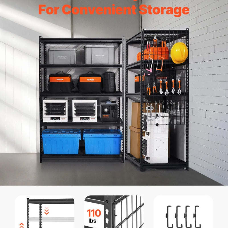 Uzglabāšanas plaukts, 5 līmeņu regulējama smagas slodzes plauktu sistēma, 1360 kg
