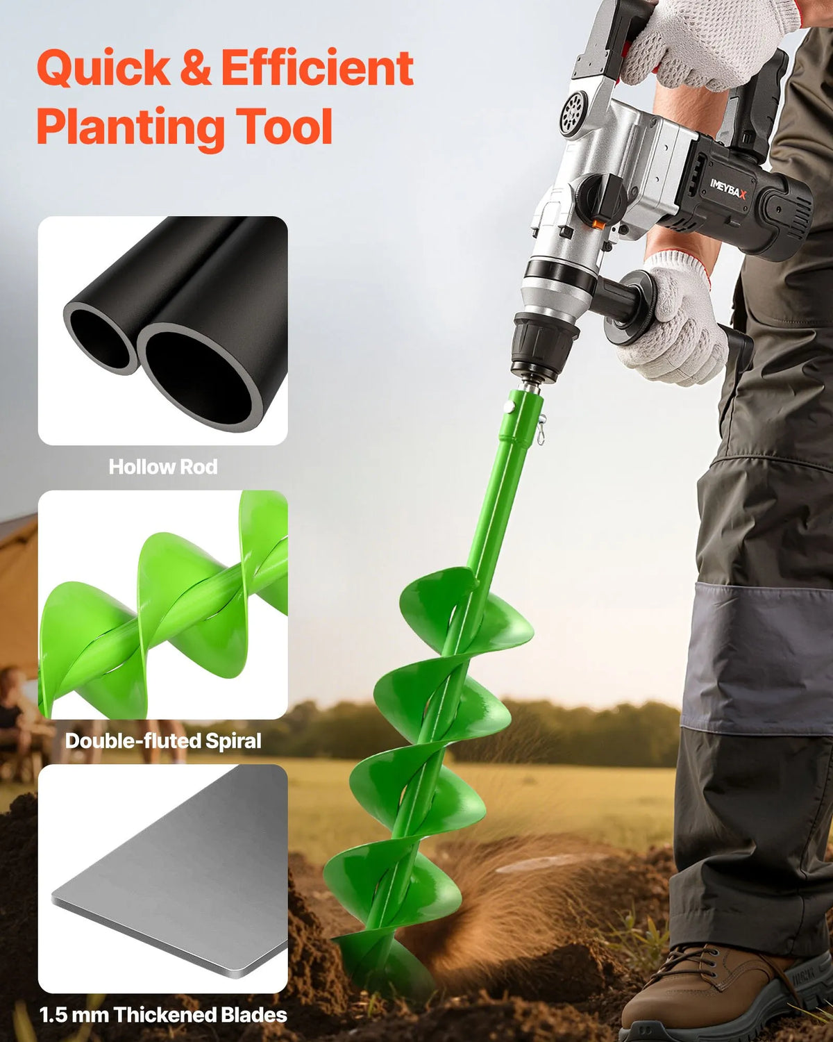 Ground auger and planting spiral drill 12 x 79 cm