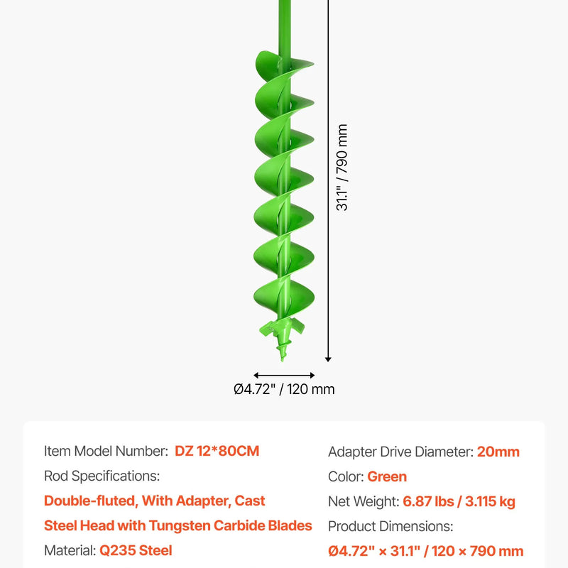 Zemes urbšanas un stādīšanas spirālurbis 12 x 79 cm