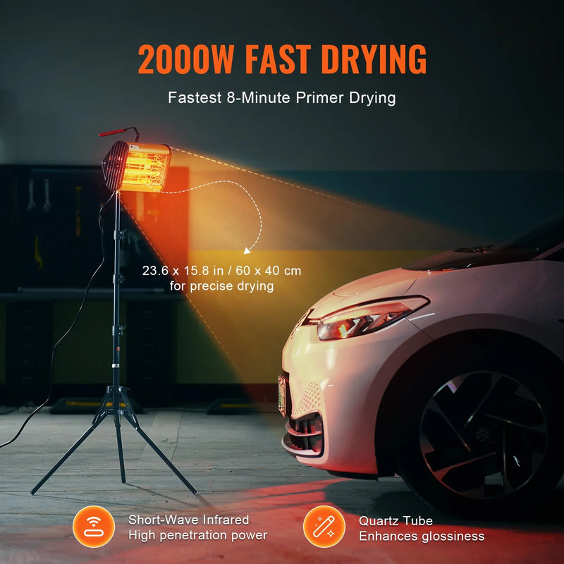 VEVOR 2000 W portatīva/stenda infrasarkanā krāsas žāvēšanas lampa automašīnu žāvēšanai un apkurei