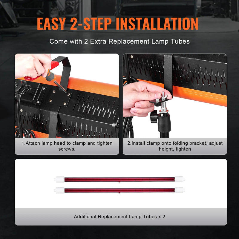 VEVOR 2000 W portatīva/stenda infrasarkanā krāsas žāvēšanas lampa automašīnu žāvēšanai un apkurei