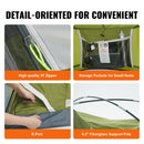 VEVOR kempinga telts, 2,13 x 2,13 x 1,22 m, piemērota 3 personām, ūdensizturīga, viegli uzstādāma, ar durvīm un logu, ģimenes kempingam brīvā dabā, pārgājieniem, medībām, alpīnisma ceļojumiem