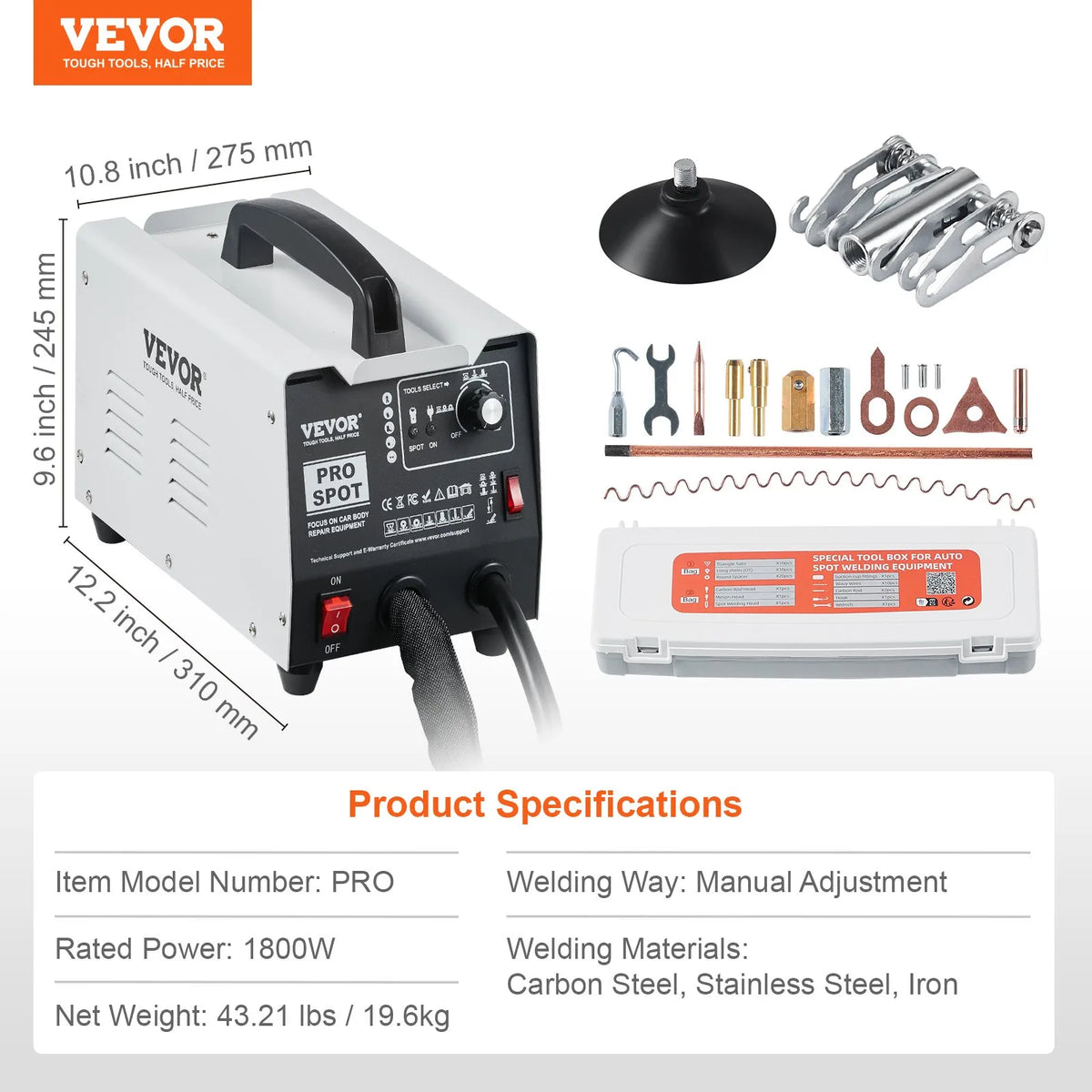 VEVOR Spot Welding and Dent Repair Machine 1.8 kW with 7 Modes for Auto Body