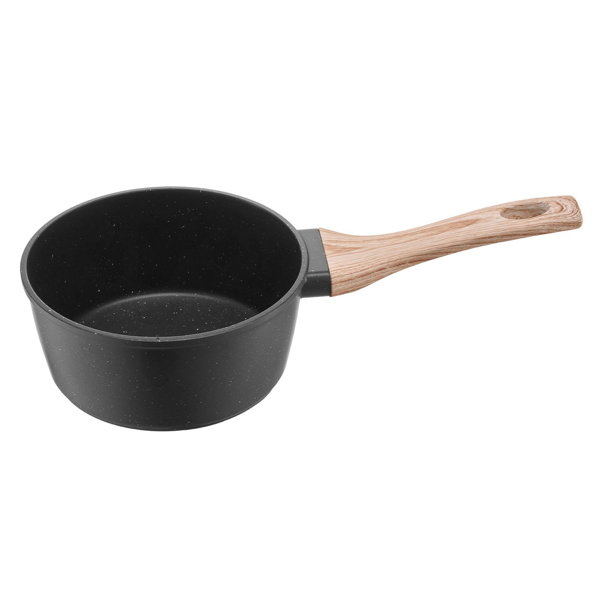 VEVOR Saucepan 1.5 L with Non-Stick Coating, Glass Lid and Removable Handle, Induction, Black