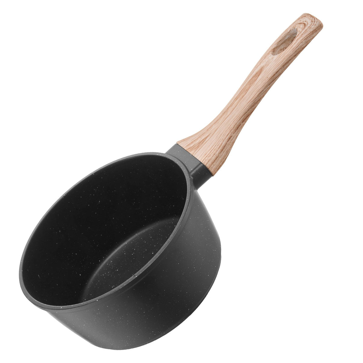 VEVOR Saucepan 1.5 L with Non-Stick Coating, Glass Lid and Removable Handle, Induction, Black