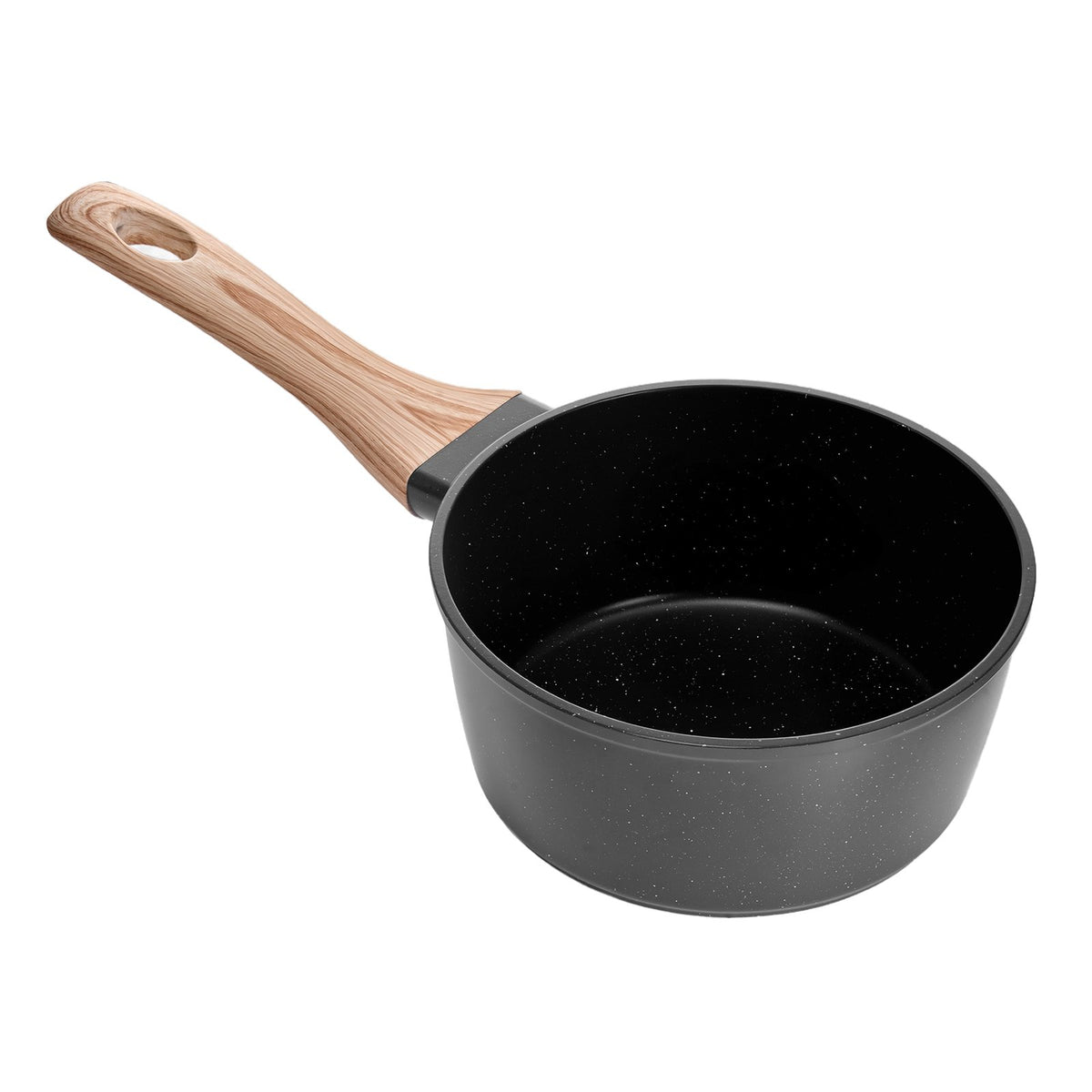 VEVOR Saucepan 1.5 L with Non-Stick Coating, Glass Lid and Removable Handle, Induction, Black