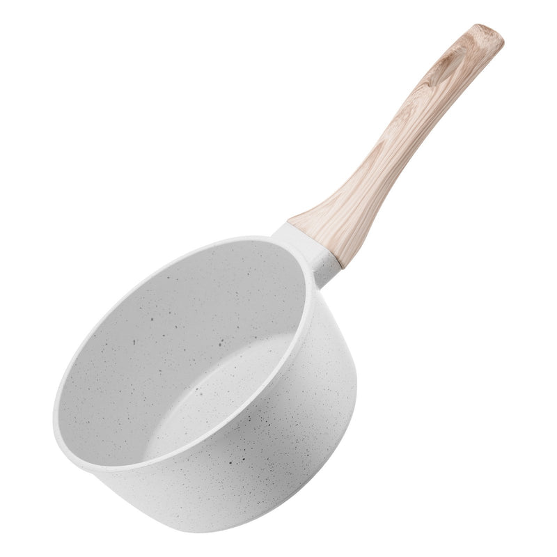 1,5 l katliņš ar nelīpošo pārklājumu un rūdīta stikla vāku, daudzfunkcionāls ar noņemamu rokturi, piemērots indukcijas plītīm, balts