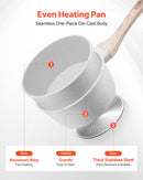 1,5 l katliņš ar nelīpošo pārklājumu un rūdīta stikla vāku, daudzfunkcionāls ar noņemamu rokturi, piemērots indukcijas plītīm, balts