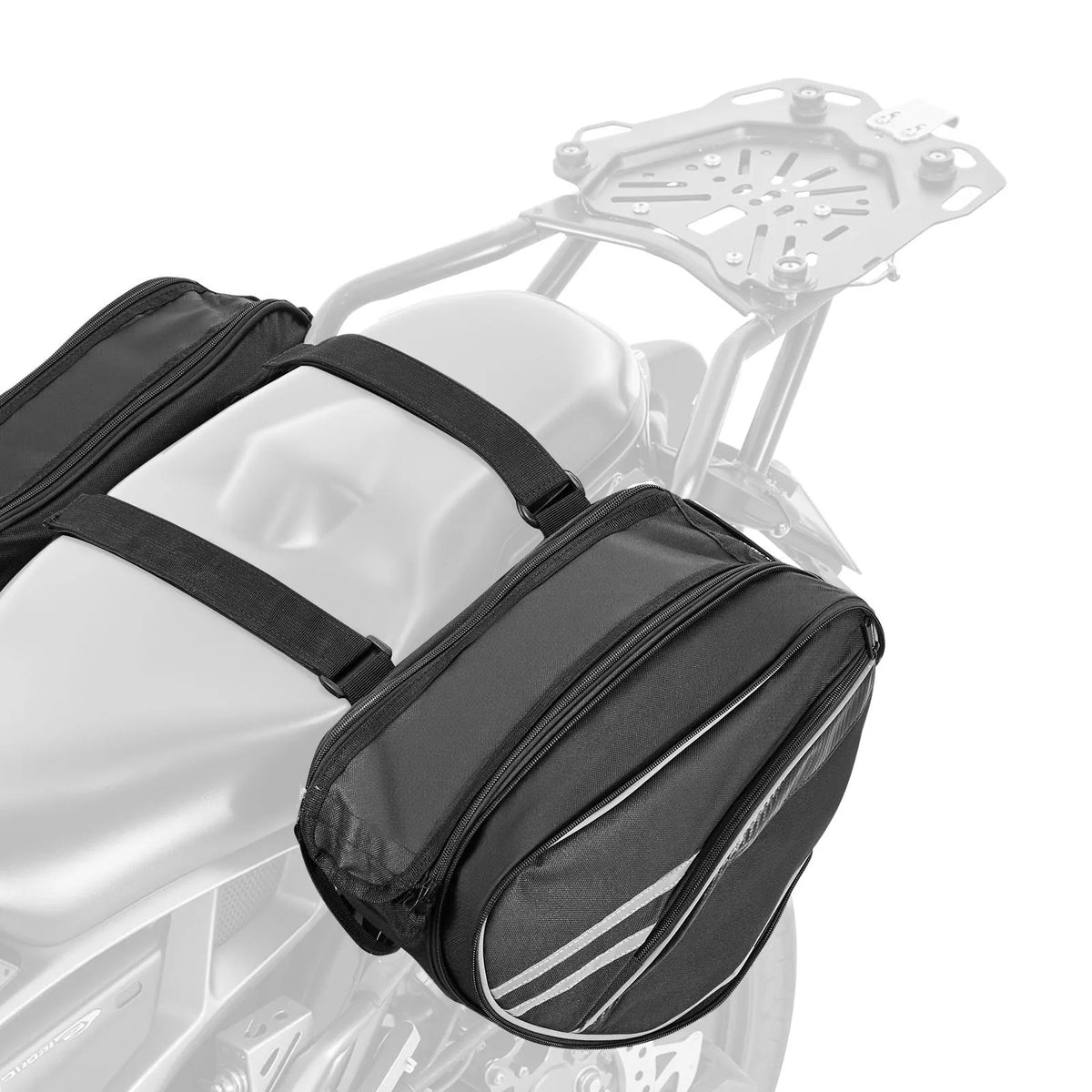 VEVOR motocikla sānu soma, 30 l (15 l x 2) ietilpīga motocikla sānu bagāžas soma ar ūdensnecaurlaidīgu lietus pārsegu un stiprinājuma siksnām, saderīga ar lielāko daļu motociklu, āra sporta motocikla bagāžas uzglabāšanas soma, melna - ZEMLETES.LV