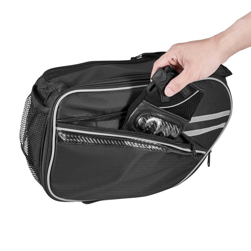 VEVOR motocikla sānu soma, 30 l (15 l x 2) ietilpīga motocikla sānu bagāžas soma ar ūdensnecaurlaidīgu lietus pārsegu un stiprinājuma siksnām, saderīga ar lielāko daļu motociklu, āra sporta motocikla bagāžas uzglabāšanas soma, melna - ZEMLETES.LV