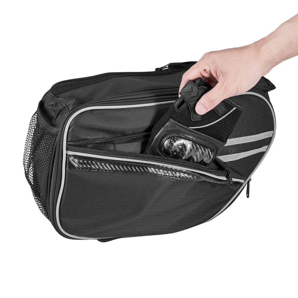 VEVOR motocikla sānu soma, 30 l (15 l x 2) ietilpīga motocikla sānu bagāžas soma ar ūdensnecaurlaidīgu lietus pārsegu un stiprinājuma siksnām, saderīga ar lielāko daļu motociklu, āra sporta motocikla bagāžas uzglabāšanas soma, melna - ZEMLETES.LV