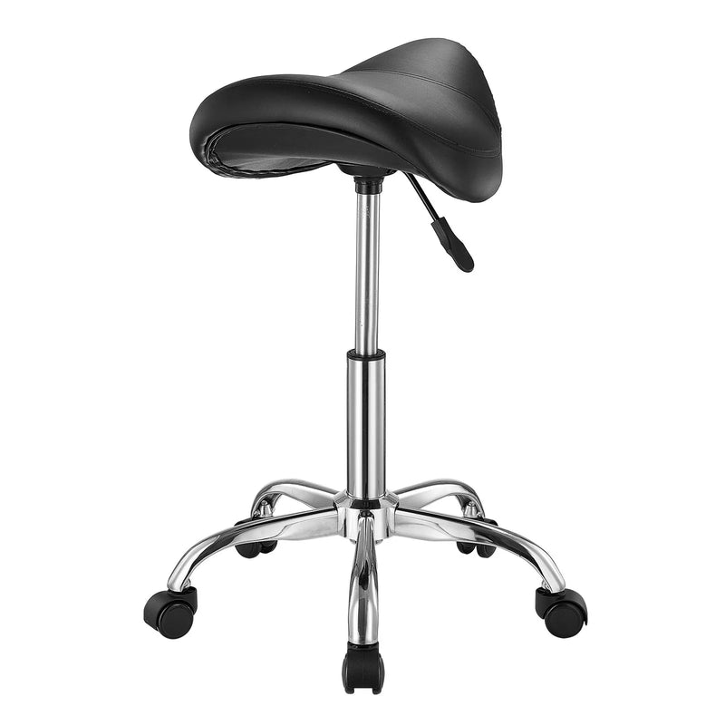 VEVOR ergonomiska seglu taburete ar riteņiem, regulējamu augstumu, biezu PU ādas sēdekli un 204 kg slodzi, salonam, spa, masāžai, tetovēšanai un klīnikai, melna