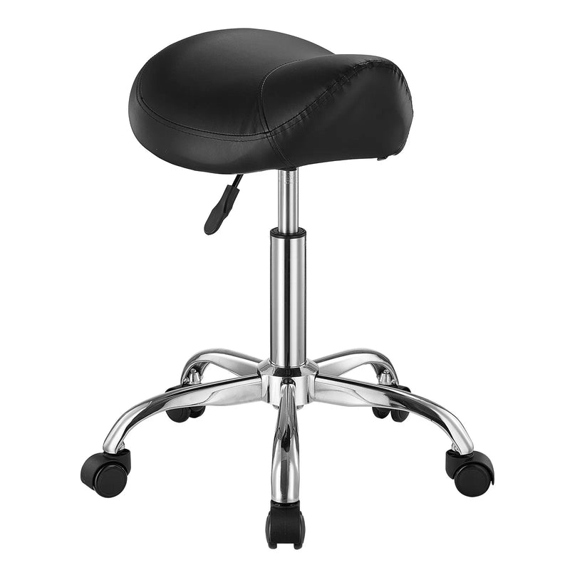 VEVOR ergonomiska seglu taburete ar riteņiem, regulējamu augstumu, biezu PU ādas sēdekli un 204 kg slodzi, salonam, spa, masāžai, tetovēšanai un klīnikai, melna