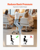 VEVOR ergonomiska seglu taburete ar riteņiem, regulējamu augstumu, biezu PU ādas sēdekli un 204 kg slodzi, salonam, spa, masāžai, tetovēšanai un klīnikai, melna