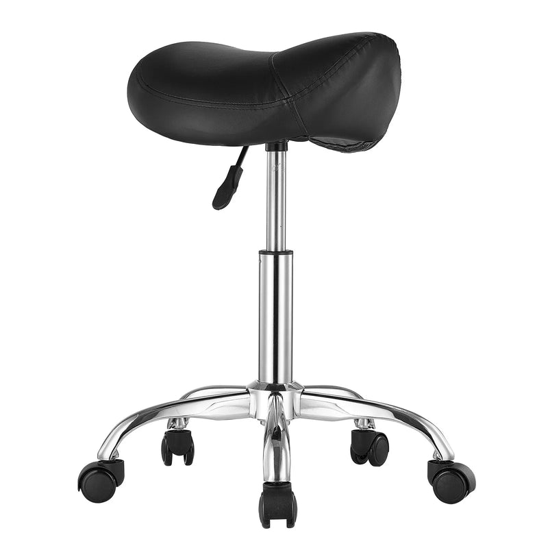 VEVOR ergonomiska seglu taburete ar riteņiem, regulējamu augstumu, biezu PU ādas sēdekli un 204 kg slodzi, salonam, spa, masāžai, tetovēšanai un klīnikai, melna