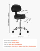 VEVOR ergonomiska grozāma seglu taburete ar atzveltni un riteņiem, regulējamu augstumu, biezu PU ādas sēdekli, 204 kg, melna