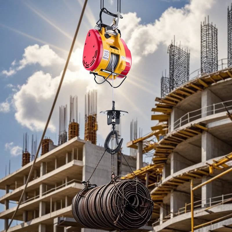 VEVOR 2 vienā elektriskā vinča ar trosi, celtspēja 500 kg, jauda 1800 W, pacelšanas augstums 30 m, ātrums 11 m/min, vadu un bezvadu pults, paredzēta celšanai un vilkšanai