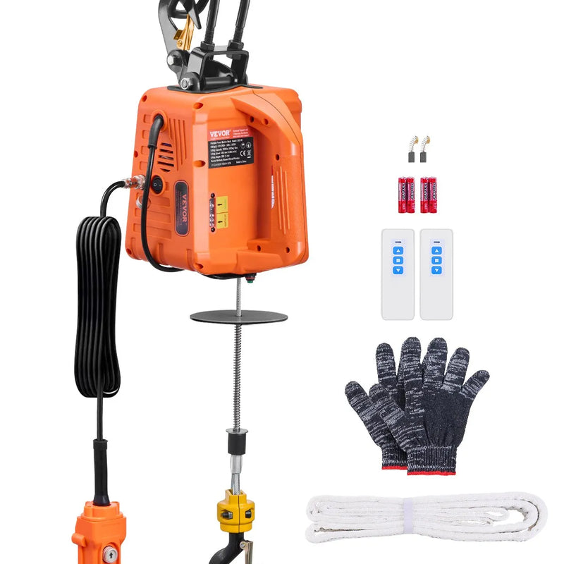 3 vienā elektriskā pacēlāja vinča 500 kg 1500 W 9 m ar vadu un bezvadu tālvadību