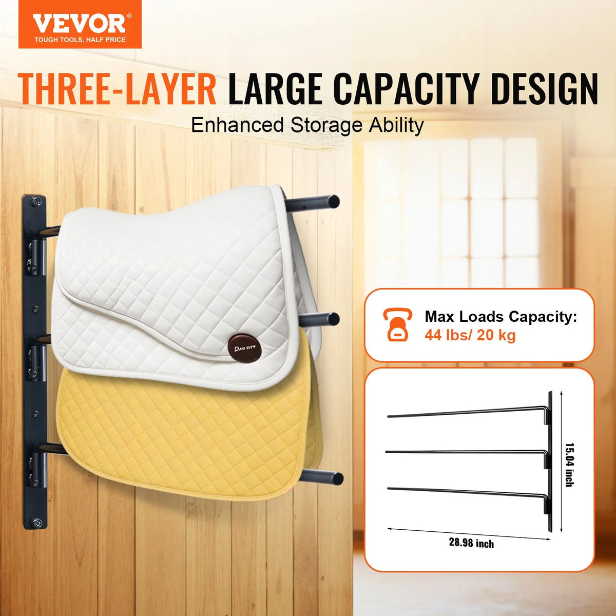 VEVOR Wall-Mounted Bracket Stands with 3 Extendable Holders, 2-Piece Set, 78 × 76 × 14 cm