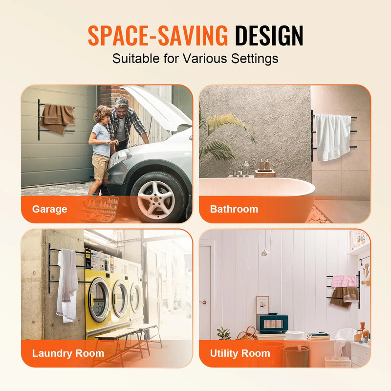 VEVOR sienas seglu statīvs 78 × 76 × 14 cm, 2 gab. komplekts ar izvirzāmiem 3 līmeņu seglu turētājiem, vietu taupošs seglu un segu turētājs ekipējuma telpas organizācijai