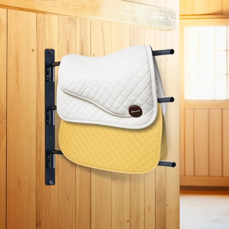 VEVOR sienas seglu statīvs 78 × 76 × 14 cm, 2 gab. komplekts ar izvirzāmiem 3 līmeņu seglu turētājiem, vietu taupošs seglu un segu turētājs ekipējuma telpas organizācijai