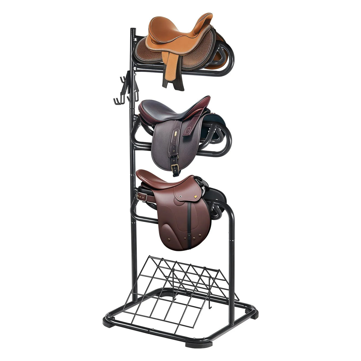 VEVOR Freestanding 3-Tier Saddle Rack with Rotating Sections, 76 × 76 × 174 cm