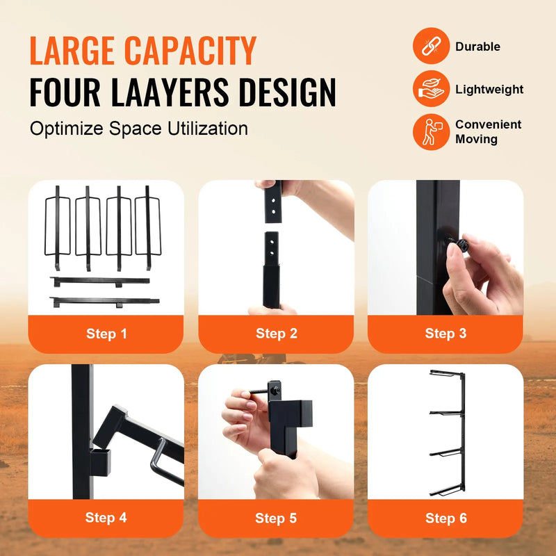 VEVOR sienas seglu statīvs 61 × 18 × 132 cm, četrpakāpju izturīgs seglu turētājs angļu un rietumu tipa segliem ar segu turētāju, stallīša un ekipējuma telpas organizācijai
