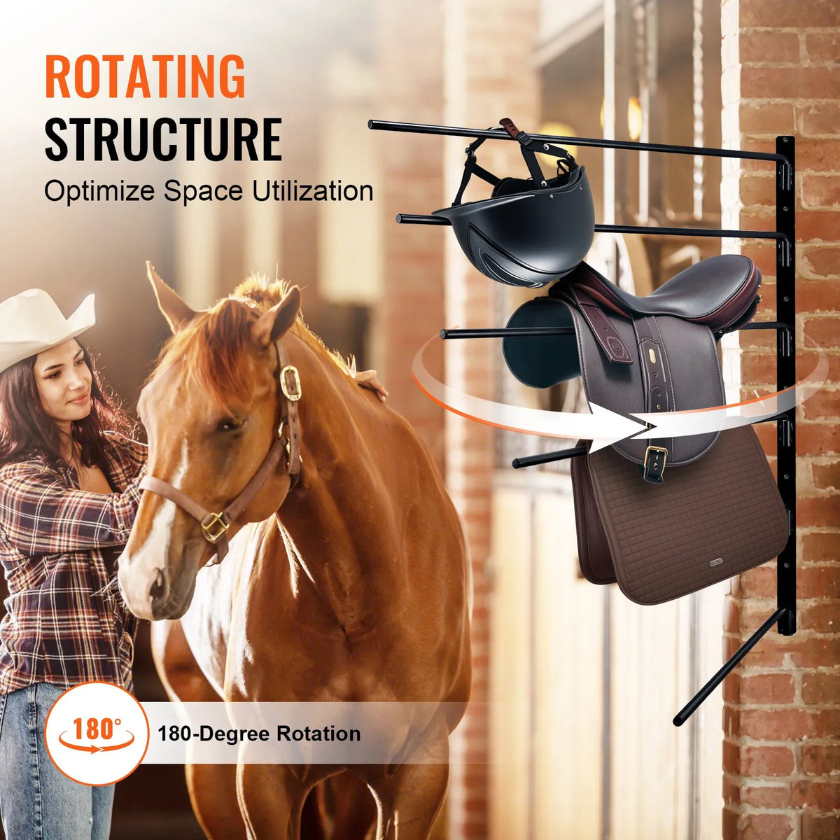 VEVOR Wall-Mounted Tool Rack with 6 Sliding Holders, 78 × 76 × 14 cm