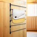 VEVOR sienas seglu statīvs 78 × 76 × 14 cm, izvirzāms 6 līmeņu seglu turētājs, vietu taupošs seglu, segu un jāšanas piederumu glabāšanas statīvs ekipējuma telpai vai treilerim