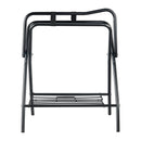 VEVOR salokāms seglu statīvs 71 × 48 × 95 cm, brīvi stāvošs un pārnēsājams seglu un segu turētājs no izturīga tērauda, piemērots angļu un rietumu tipa segliem, ekipējuma glabāšanai, melns