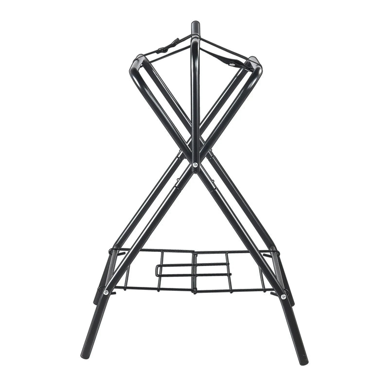 VEVOR salokāms seglu statīvs 71 × 48 × 95 cm, brīvi stāvošs un pārnēsājams seglu un segu turētājs no izturīga tērauda, piemērots angļu un rietumu tipa segliem, ekipējuma glabāšanai, melns