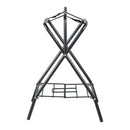 VEVOR salokāms seglu statīvs 71 × 48 × 95 cm, brīvi stāvošs un pārnēsājams seglu un segu turētājs no izturīga tērauda, piemērots angļu un rietumu tipa segliem, ekipējuma glabāšanai, melns