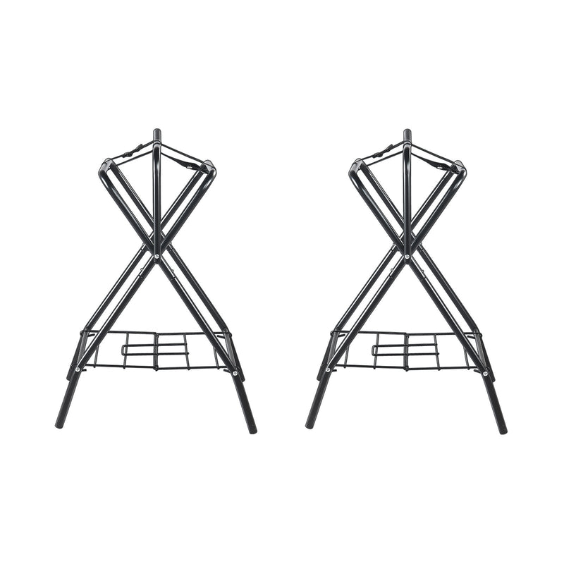 VEVOR salokāms seglu statīvs, 71 × 48 × 95 cm, 2 gab. brīvi stāvoši tērauda seglu turētāji angļu un rietumu tipa segliem, ar segu turētāju, melni