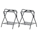 VEVOR salokāms seglu statīvs, 71 × 48 × 95 cm, 2 gab. brīvi stāvoši tērauda seglu turētāji angļu un rietumu tipa segliem, ar segu turētāju, melni