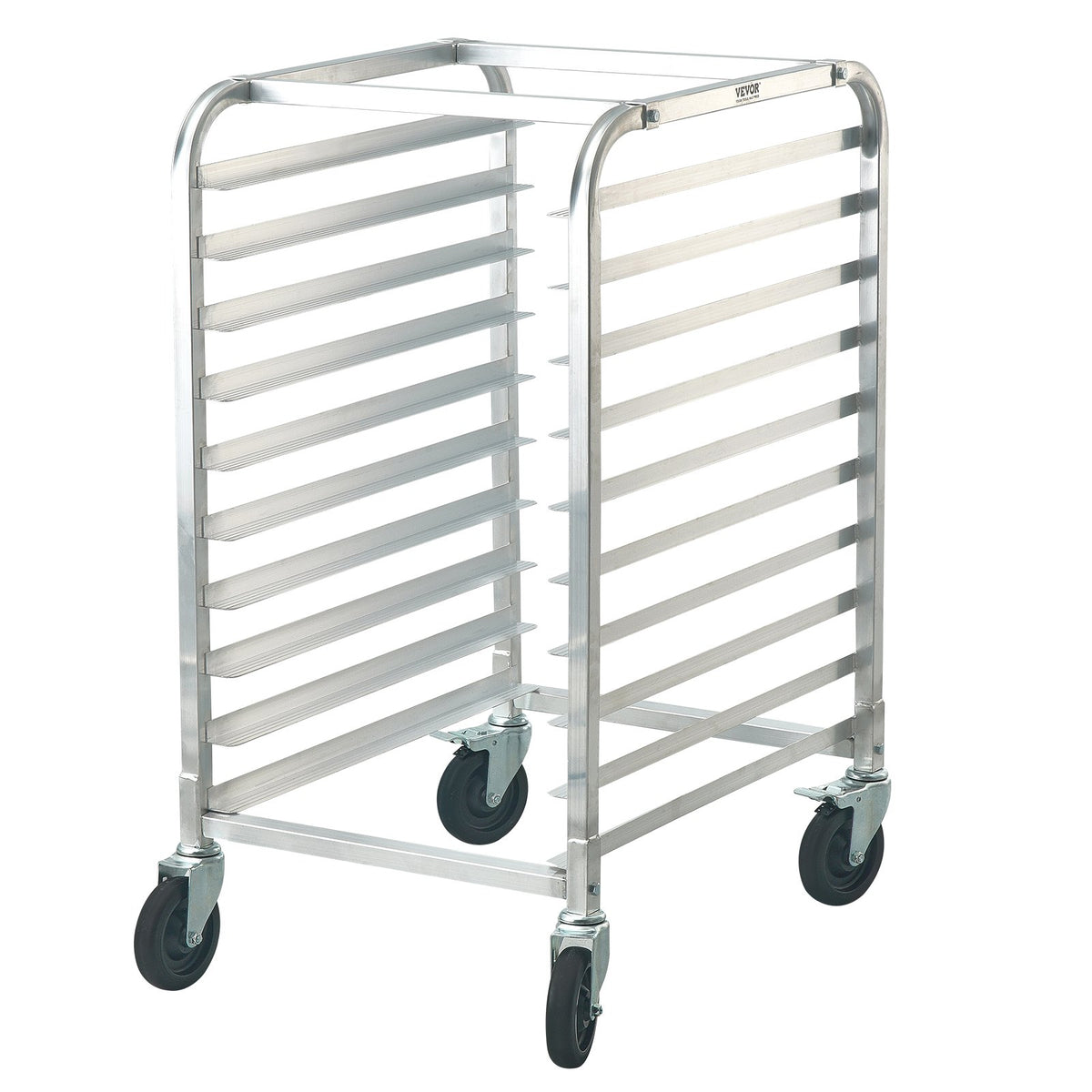 VEVOR Bakery Rack Trolley, 10 Tiers, Aluminium Frame with Locking Wheels, Fits Full and Half-Size Sheet Pans, Quick Access Shelving for Kitchen or Bakery, 660 × 515 × 990 mm