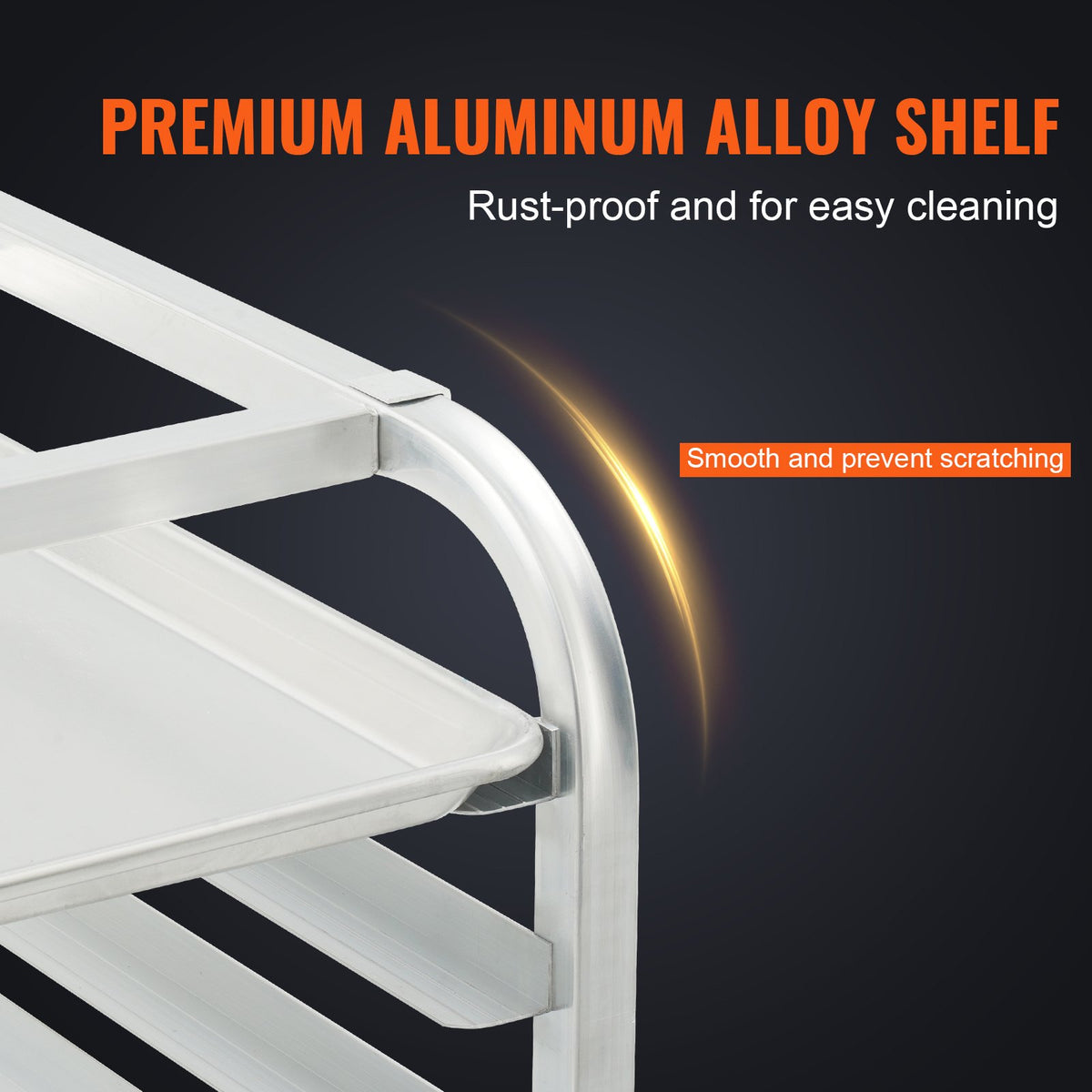 VEVOR Bakery Rack Trolley, 10 Tiers, Aluminium Frame with Locking Wheels, Fits Full and Half-Size Sheet Pans, Quick Access Shelving for Kitchen or Bakery, 660 × 515 × 990 mm