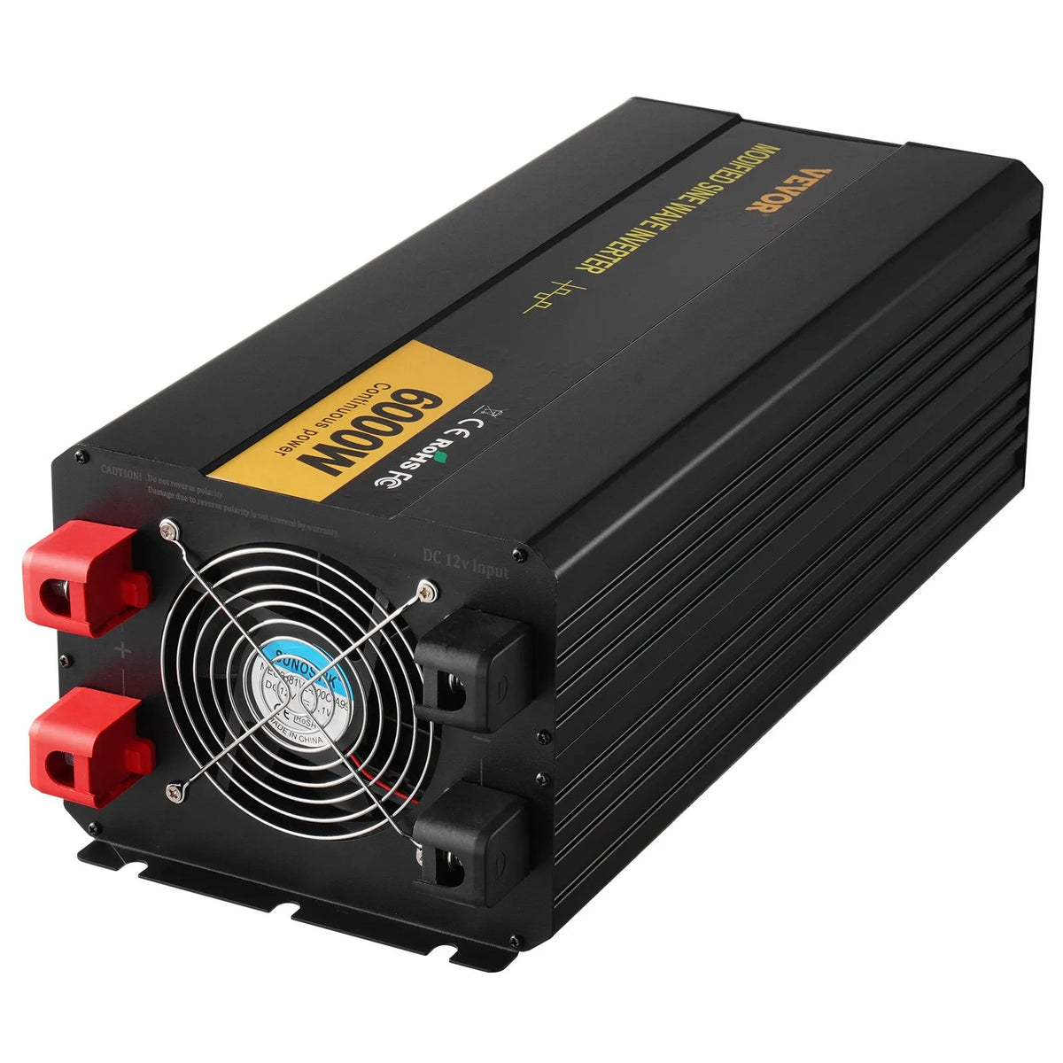 VEVOR 6000 W modifitseeritud sinusoidvoolu inverter 12 V DC–230 V AC, LCD-ekraani, kaugjuhtimispuldiga, LED-indikaatorite ja ES-pistikupesadega, sobib autode, matkaautodele, veokitele, paatidele, reisimiseks ja telkimiseks